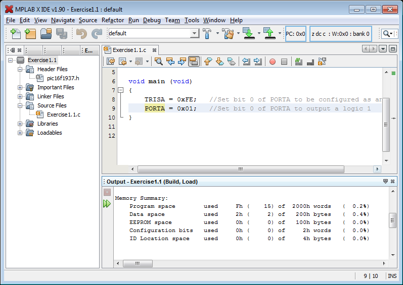 Linker output