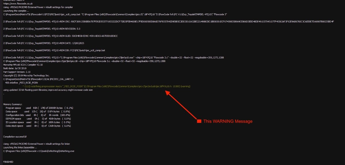 Flowcode V11 PIC18F47Q10 Warning msg 02.jpg