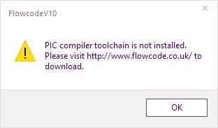 PIC compiler toolchain is not installed message