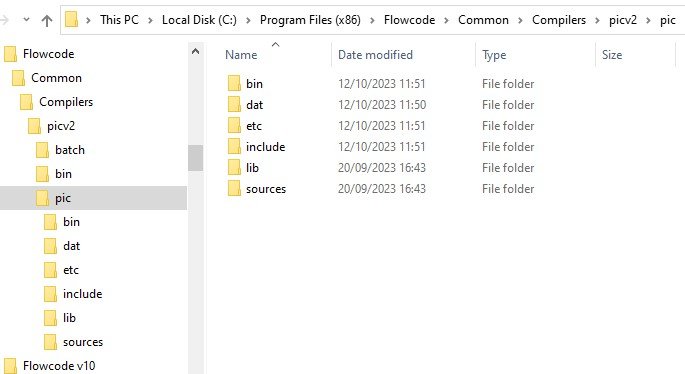 File Explorer screenshot of PIC toolchains folder