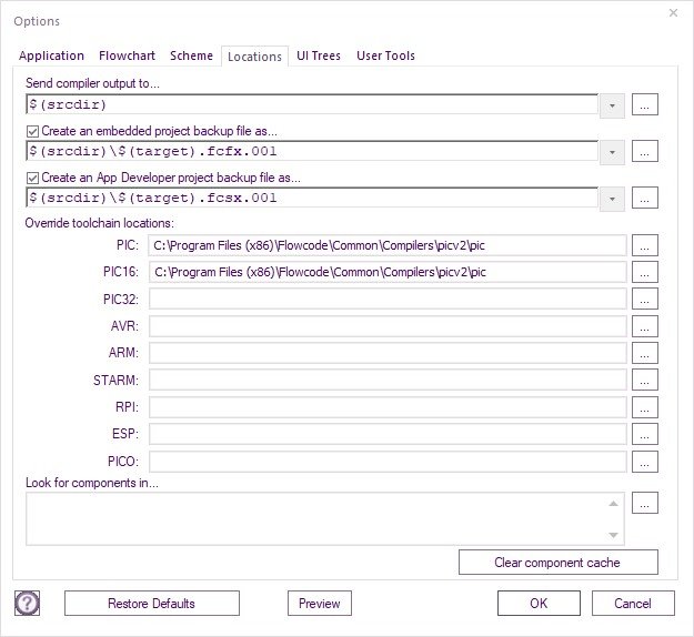 My global settings for PIC toolchain settings
