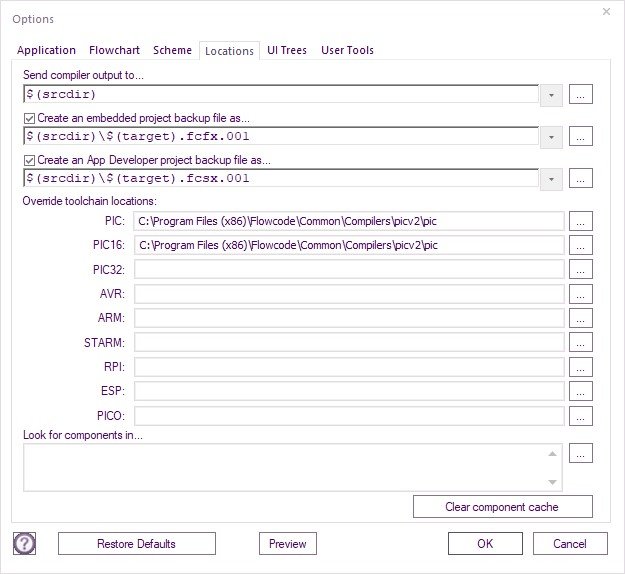 My global settings for PIC toolchain settings