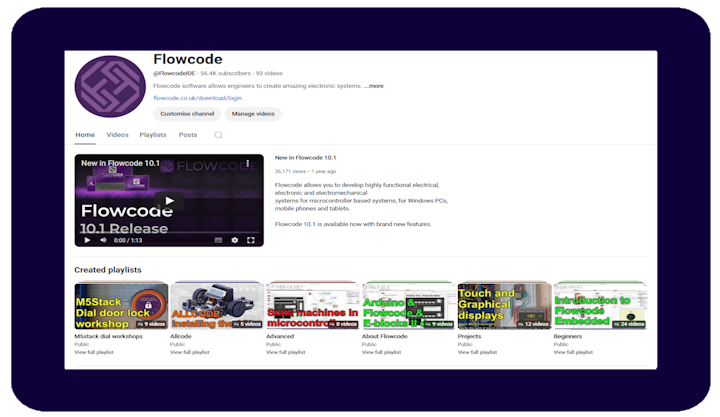 screenshot of the Flowcode wiki