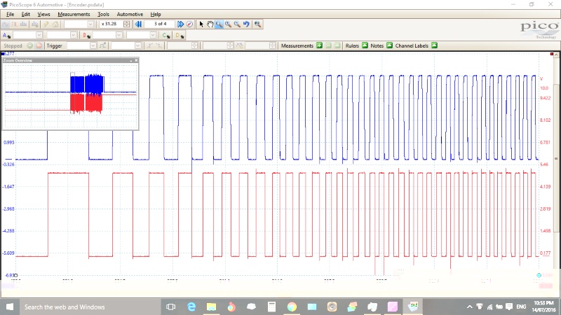 Start of encoder swing