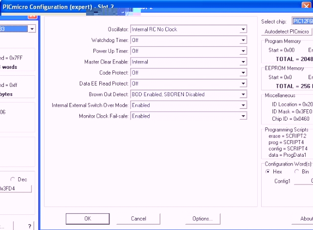 Here the Configuration of P12F683
