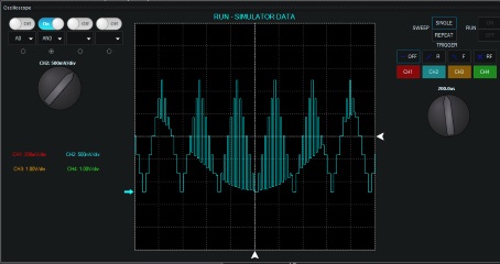 Zoomed in shot of the Flowcode oscilloscope